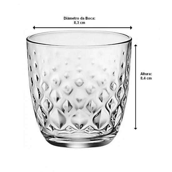 Jogo 6 Copos 296ml Whisky Baixo Acqua Glit Bormioli Rocco